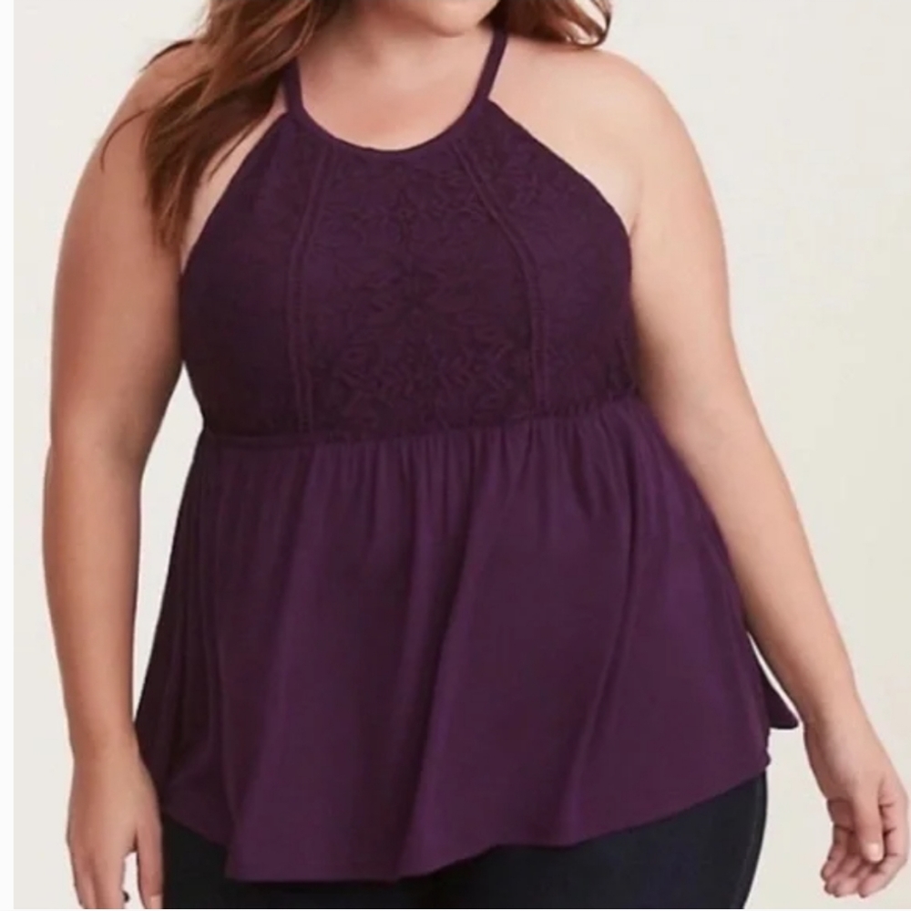 Torrid size 2 Purple floral Babydoll Top